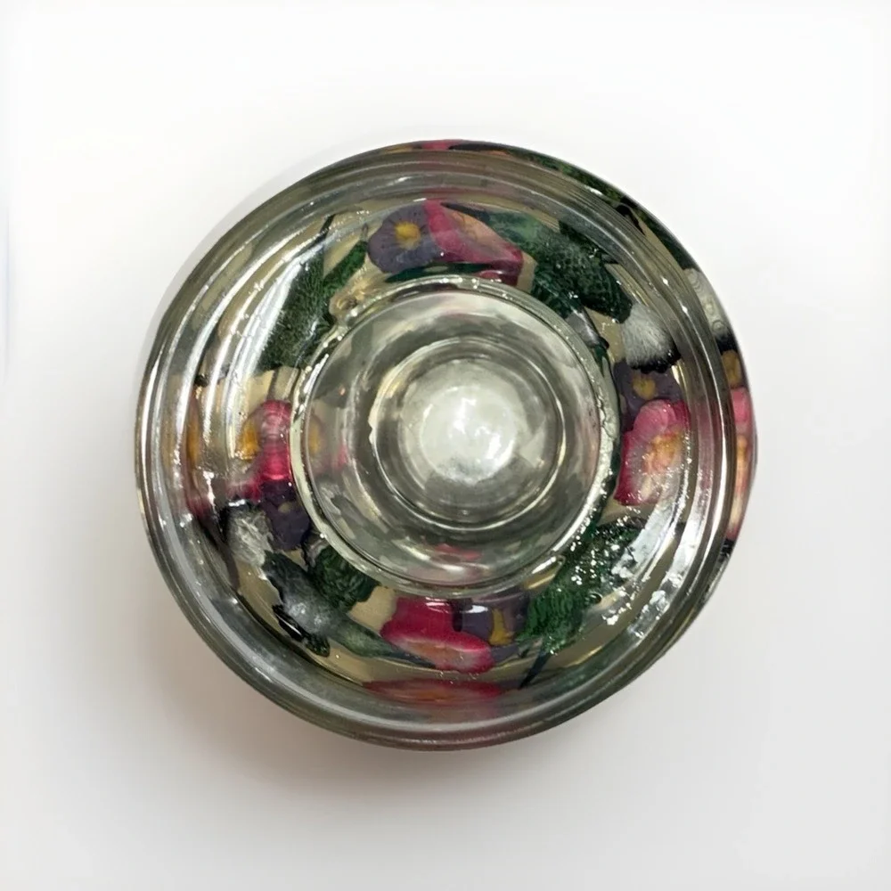 Hummingbird and Floral Double Walled Gel Candle Jar with Lid Botanical Decor